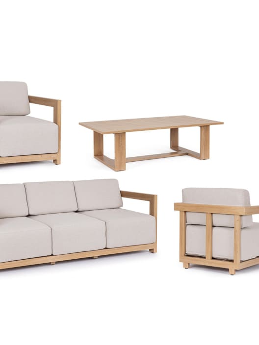 Conjunto de jardín Bizzotto THESEUS 4 piezas madera natural/beige
