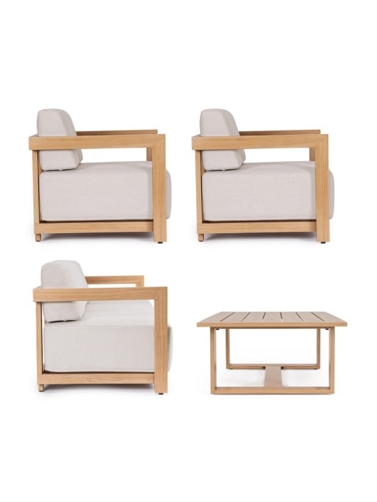 Conjunto de jardín Bizzotto THESEUS 4 piezas madera natural/beige