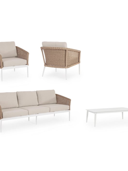 Conjunto de jardín Bizzotto OCEANA 4 piezas natural/beige/blanco