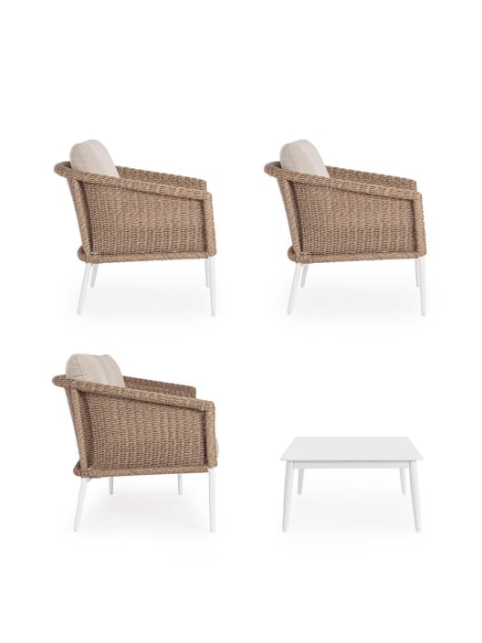 Conjunto de jardín Bizzotto OCEANA 4 piezas natural/beige/blanco