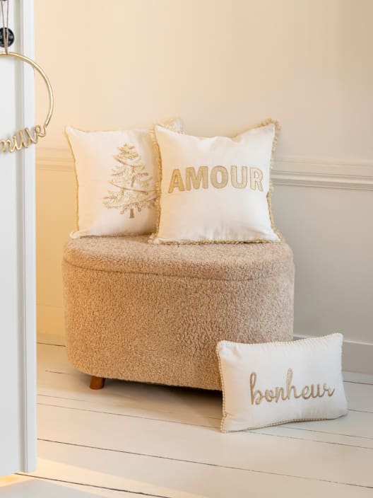 Cojín Bonheur blanco 30x45 cm