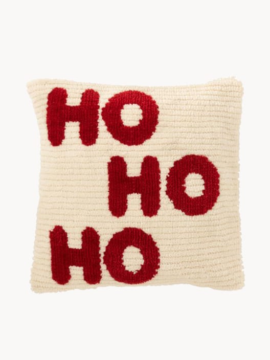 Cojín Decorativo Navideño "HO HO HO" Blanco/Rojo 45x45 cm (Surtido 2)