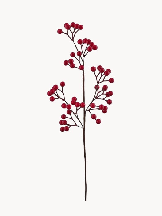 Rama Ilex blanca y roja decorativa 58 cm