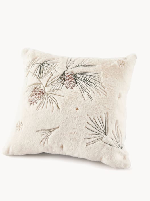 Cojín marfil Decorativo Suave con Bordado de Piñas