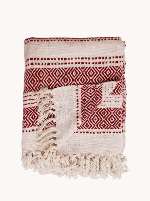 Plaid de Rombo Rojo y Blanco 125x150 cm