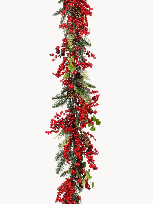 Guirnalda de Navidad Norah roja con bayas 180 cm