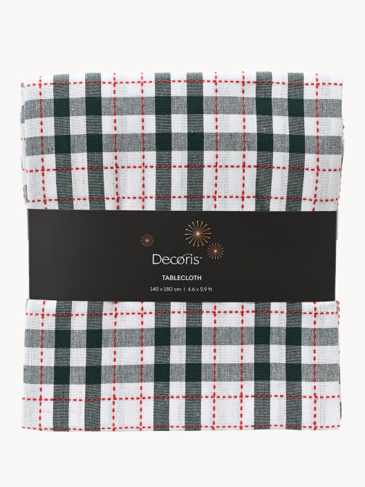 Mantel de cuadros blanco y verde 140x180 cm