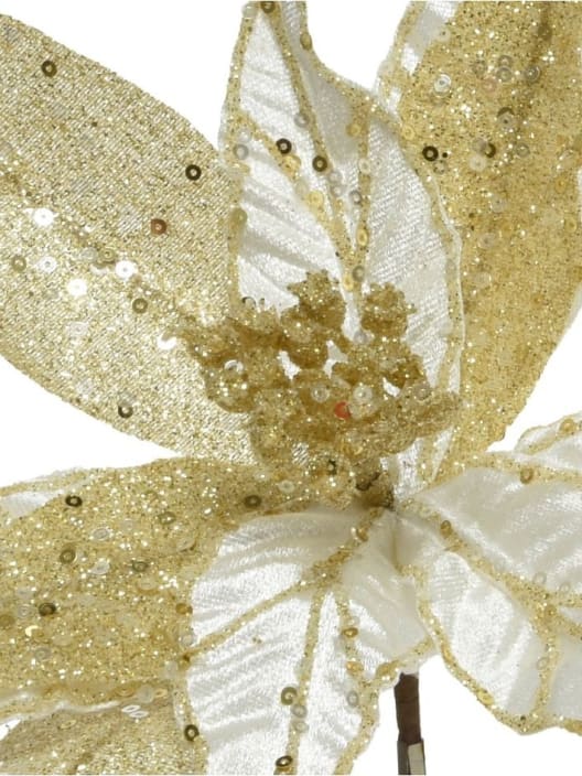 Clip artificial de Flor de Pascua dorada con brillo Ø 28 cm