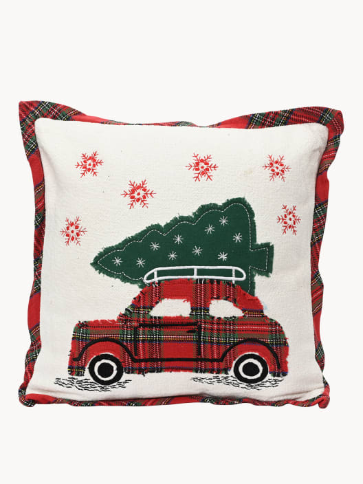 Cojín de Coche Navideño con Abeto Rojo y Blanco 45x45 cm