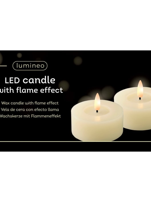 Velas LED crema con efecto llama Ø7×6cm (set 2 uds)