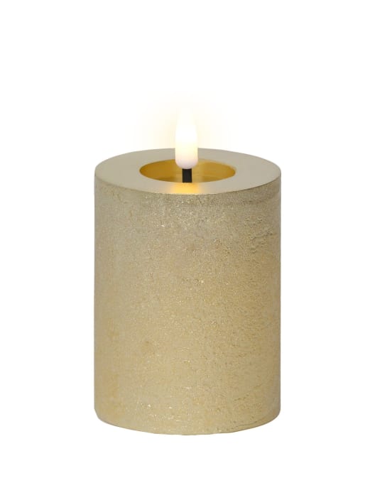 Vela LED dorada con luz cálida Ø7×11,3cm