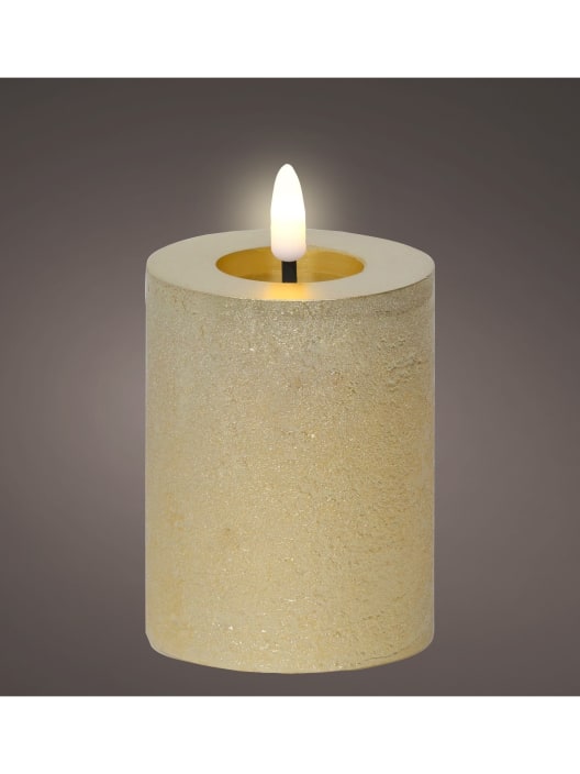 Vela LED dorada con luz cálida Ø7×11,3cm