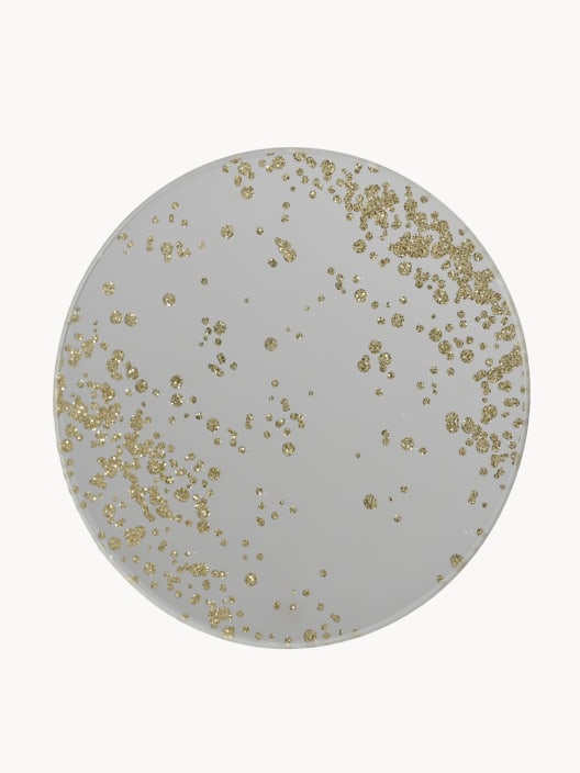 Bandeja portavelas cristal purpurina plata Ø10 cm