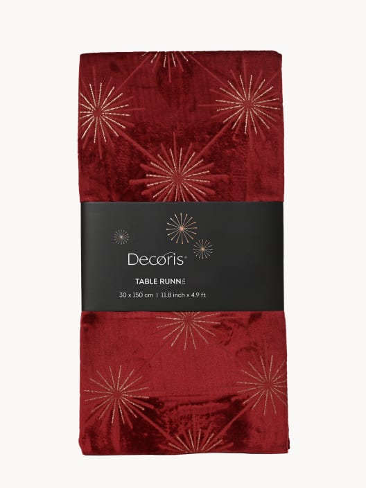 Camino de Mesa Granate Copos de Nieve 40x140 cm