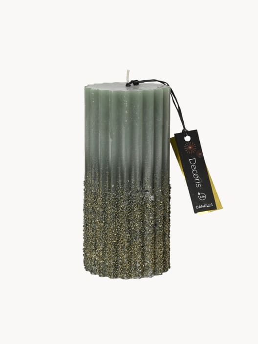 Vela verde purpurina 7×15 cm