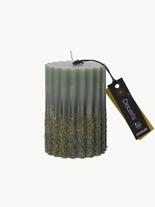 Vela verde purpurina 7×10 cm