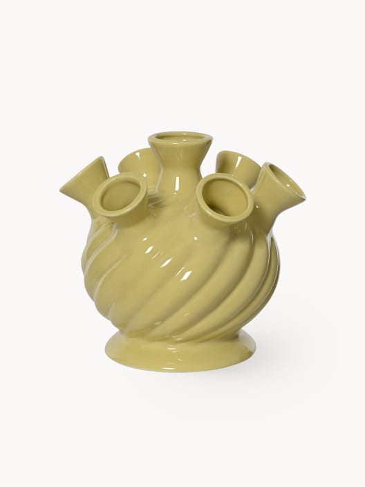 Jarrón de Porcelana Amarillo de Varias Bocas Decoris Ø20,2x19,5 cm