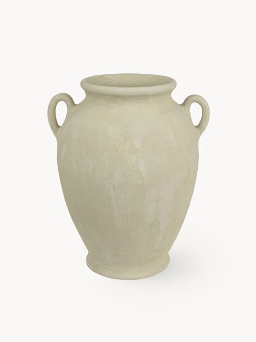 Ánfora de Terracota Crema Mate con Dos Asas Decoris Ø28x37 cm