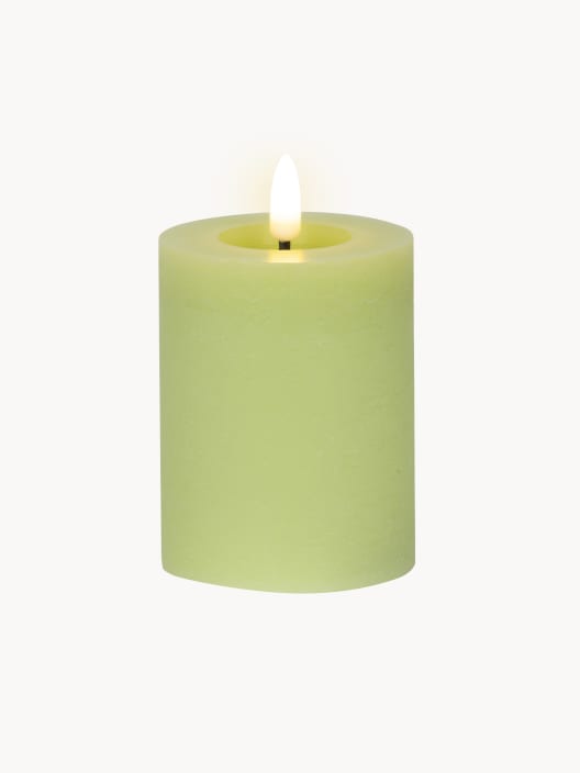 Vela LED verde con luz cálida Ø7×11,2cm