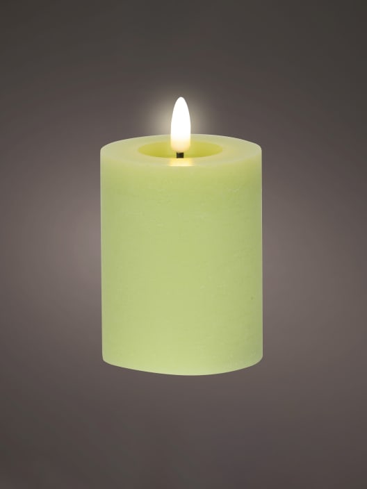 Vela LED verde con luz cálida Ø7×11,2cm
