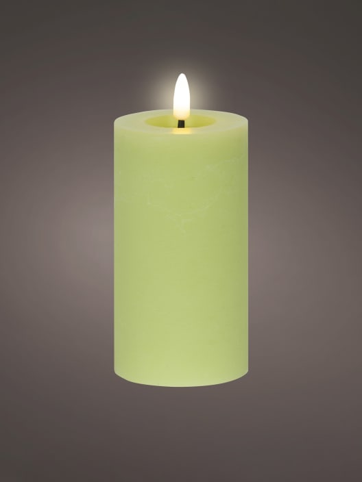 Vela LED verde con luz cálida Ø7×15cm