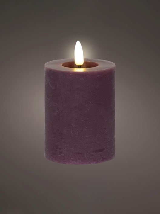 Vela LED morada con luz cálida Ø7×11,2cm