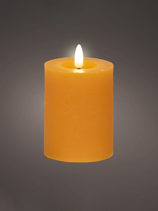 Vela LED naranja con luz cálida Ø7×11,2cm