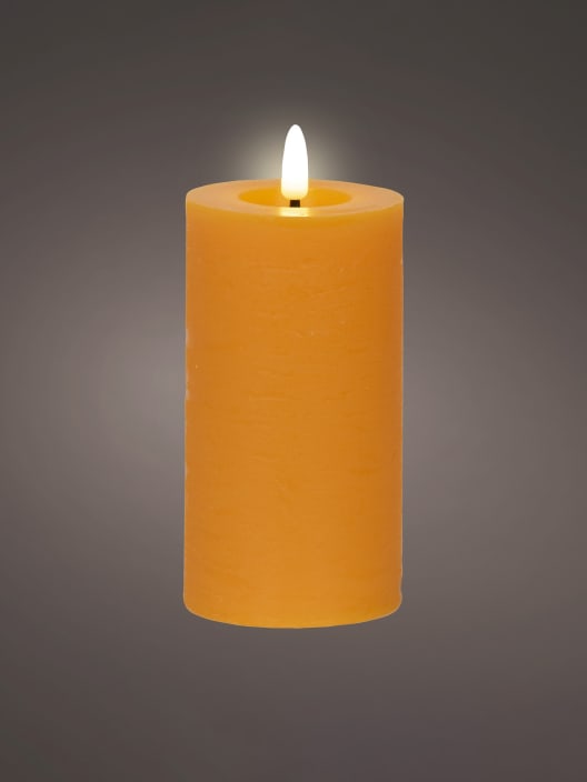 Vela LED naranja con luz cálida Ø7×15cm