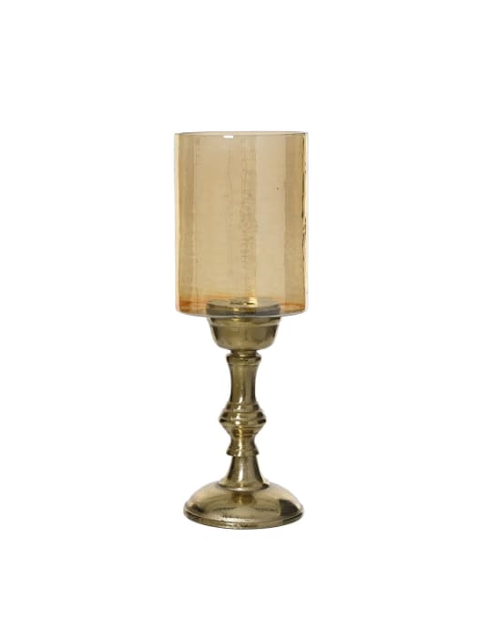 Candelabro de aluminio dorado y ámbar Ø11×33 cm