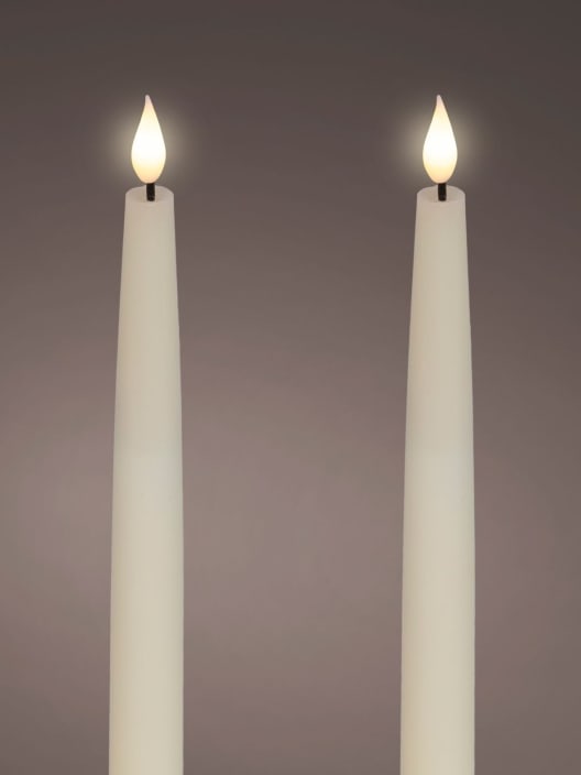 Velas LED crema con efecto llama Ø2,2×24,5cm (set 2 uds)