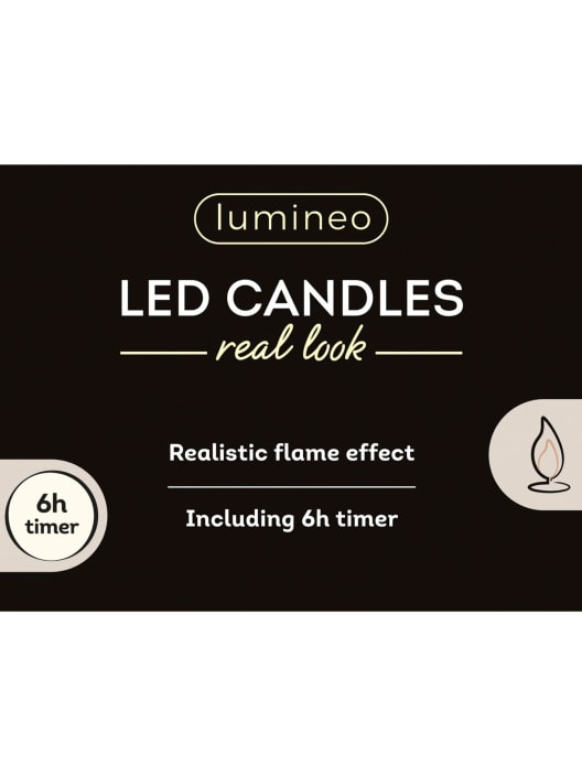 Velas LED crema con efecto llama Ø2,2×24,5cm (set 2 uds)