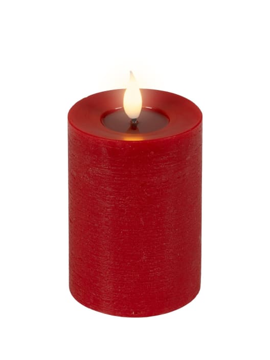 Vela LED roja con efecto llama Ø7,5×13,5cm