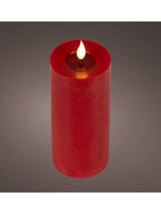 Vela LED roja con efecto llama Ø7,5×20cm