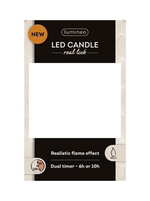 Vela LED dorada con efecto llama Ø7,5×9,5cm