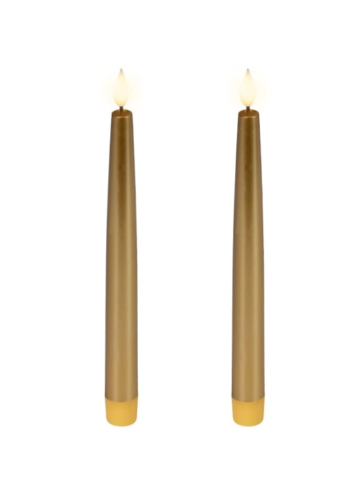 Velas LED doradas Ø2,2×24,5cm (set 2 uds)
