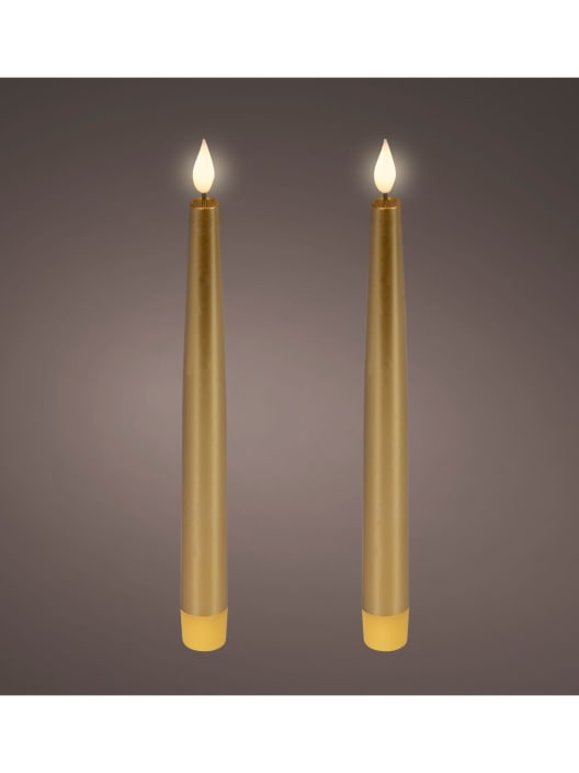 Velas LED doradas Ø2,2×24,5cm (set 2 uds)