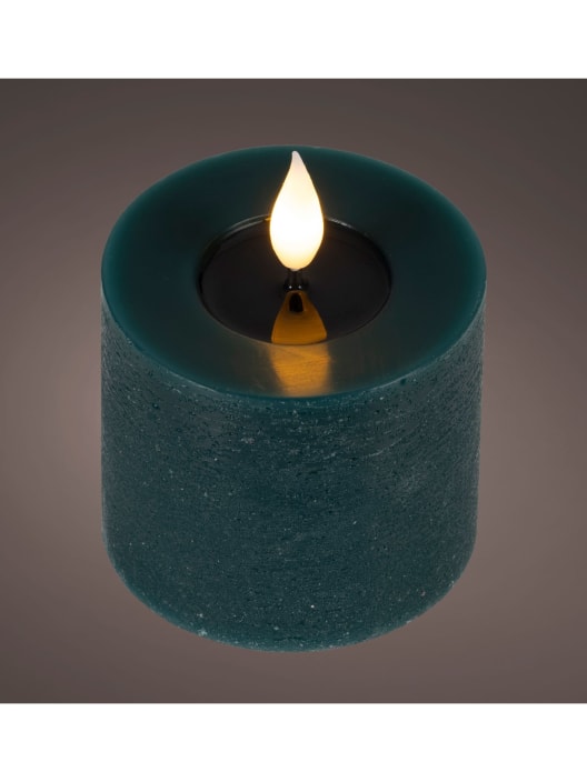 Vela LED verde esmeralda con efecto llama Ø7,5×9,5cm