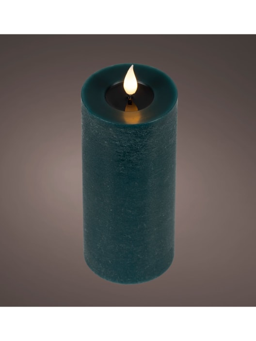 Vela LED verde esmeralda con efecto llama Ø7,5×20cm