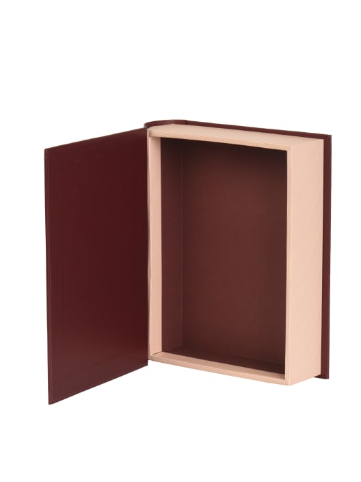 Caja de regalo en forma de libro marrón y dorada 5×16,5×21 cm