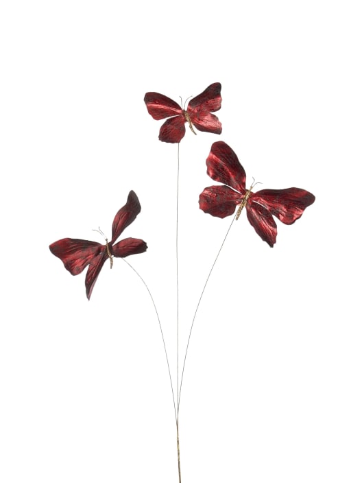 Rama artificial de mariposas burdeos 73 cm