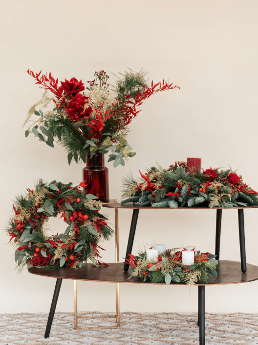 Navidad Tradicional - Pack Corona + Centro + Ramo + Adviento