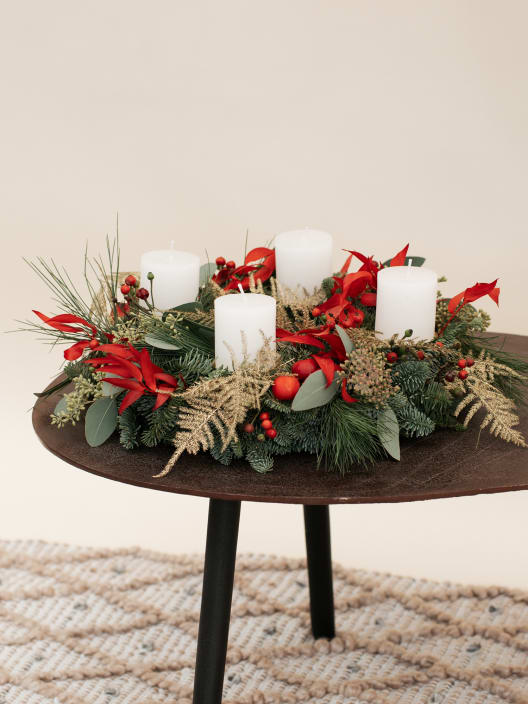 Navidad Tradicional - Pack Corona + Centro + Ramo + Adviento