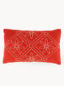 Cojín 30x50 cm Flor Bordada Rojo y Blanco