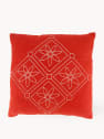 Cojín Cuadrado Bordado Flor Rojo y Blanco 45x45 cm