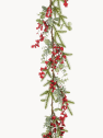 Guirnalda de Navidad de pino con bayas rojas 150 cm