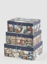 Caja de regalo casas nevadas azul - talla L