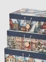 Caja de regalo casas nevadas azul - talla L