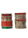 Cinta de regalo roja y verde con brillo 200 cm (modelos surtidos)