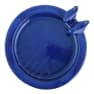 Baño para pájaros de cerámica azul con pie