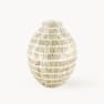 Jarrón de Mosaico Beige y Bambú - 24 cm Diámetro x 31 cm Alto